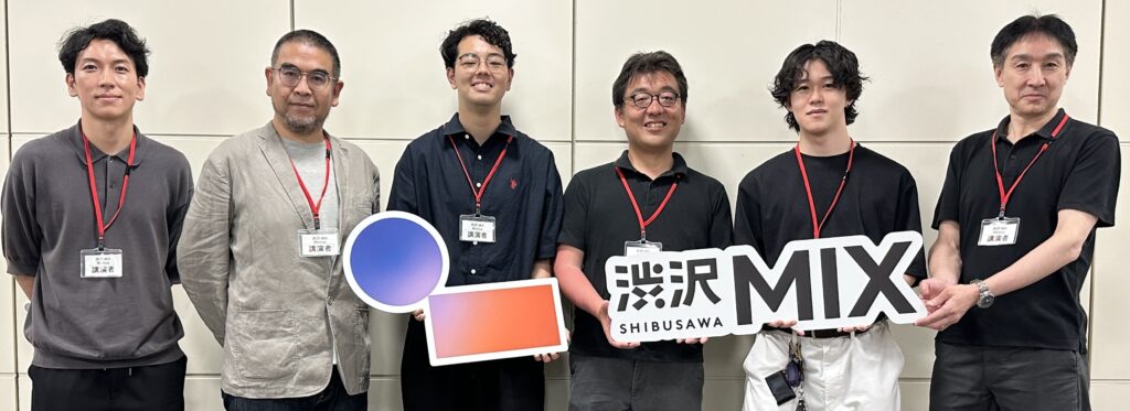 イベント写真:埼玉県発 学生起業家のこれから (左から)Photosynth 渡邉氏、日本工業大学 教授/イノベーション・起業教育センター長 筒井氏、日本工業大学 3年生 柿沢氏、コミュニティコム 星野氏、埼玉大学大学院 博士前期課程/株式会社nekonata CEO 田原氏、埼玉大学 教授/オープンイノベーションセンター長 本間氏