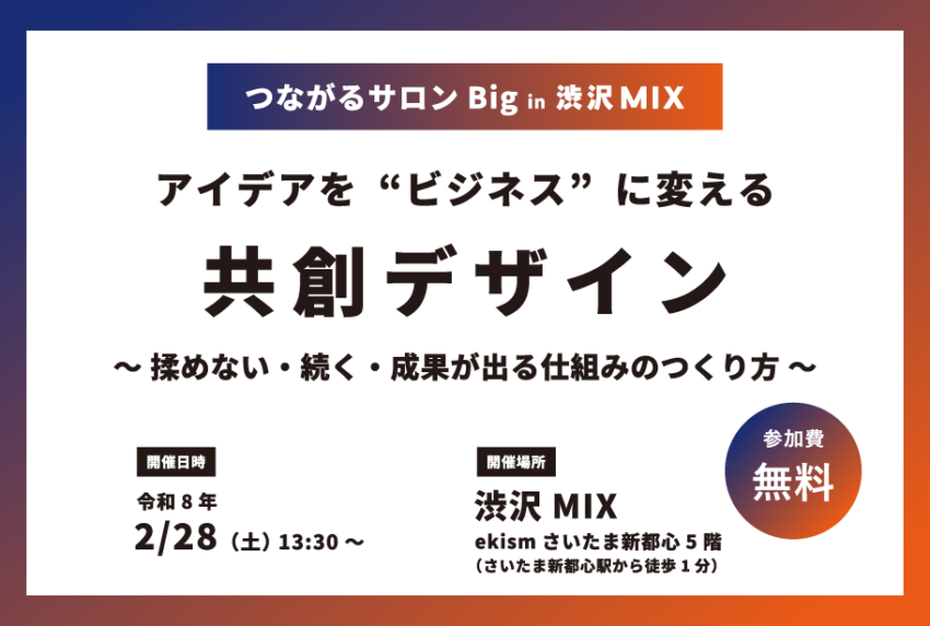 イベントアイキャッチ：つながるサロンBig『アイデアを“ビジネス”に変える共創デザイン』